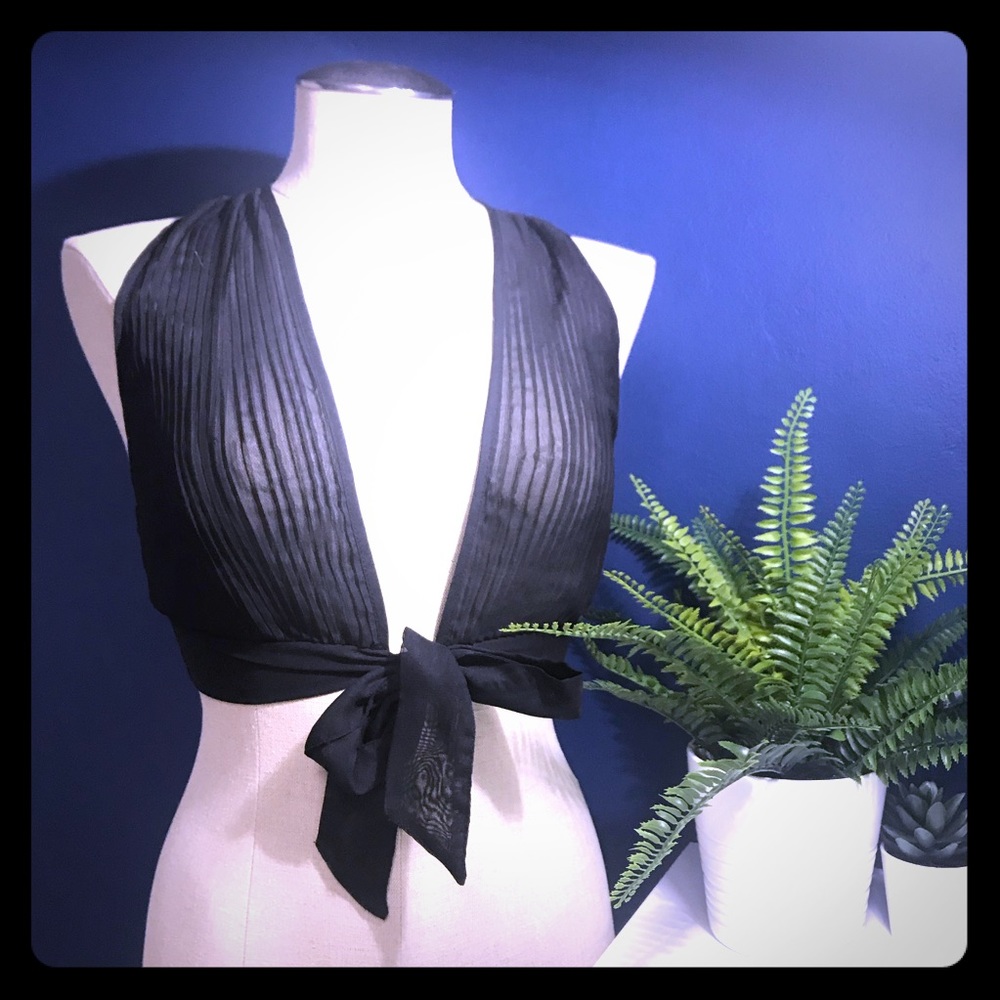 Sexy Sheer Tie Front Crop Top